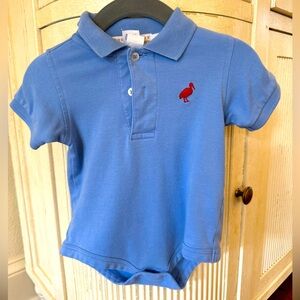 The Beaufort Bonnet blue polo onesie. Size 6-12 months